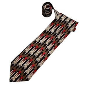 Salties Mens 100% Silk United Space Alliance Tie Necktie Spaceship Rocket